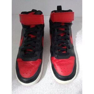 Nike Shoes Youth 6.5 Court Borough Mid 2 Sneakers Black Red Leather CD7782 003